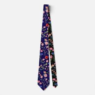 Vintage Färgt Blommönster VFP2301.DBlue BG Slips