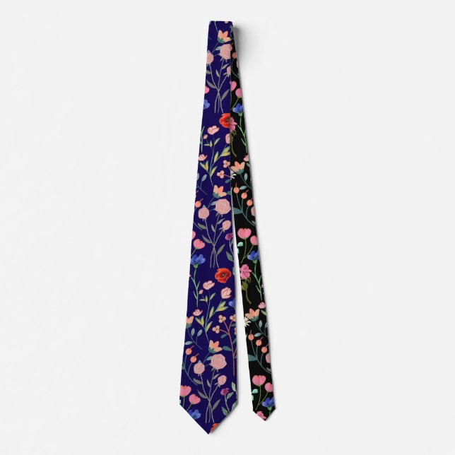 Vintage Färgt Blommönster VFP2301.DBlue BG Slips (Framsida)