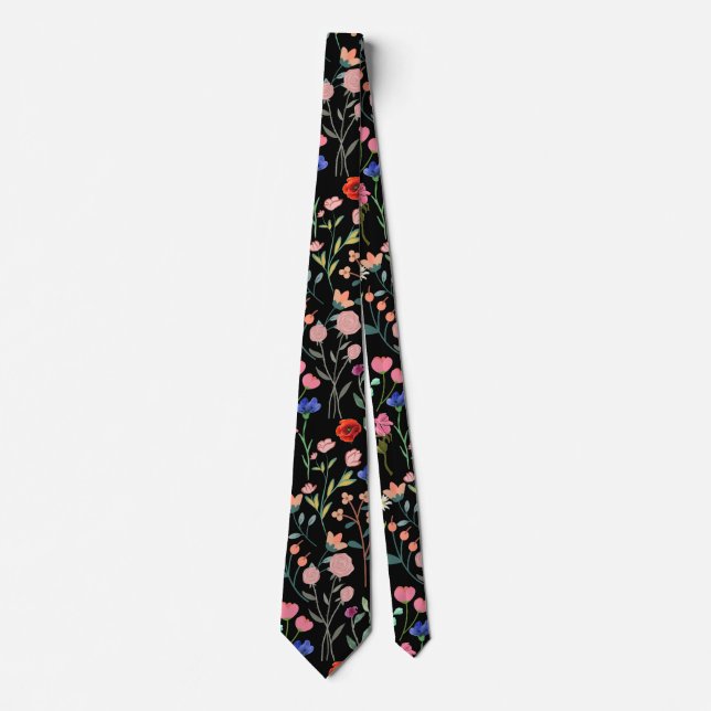 Vintage Färgt Blommönster VFP2301 Slips (Framsida)