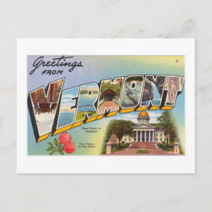 Vintage Färgt Hälsning från Vermont Vykort