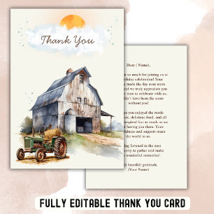 Vintage Farm Birthday Tractor Party Tack Kort