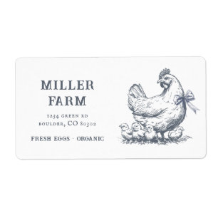 Vintage Farm Chicken-skriptetikett för kartong Fraktsedel