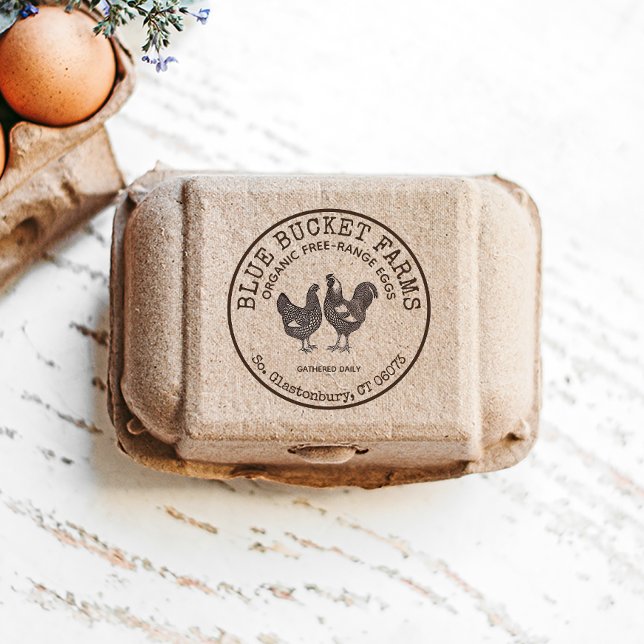 Vintage Farm Fresh Eggs Carton Label Stämpel (Skapare uppladdad)