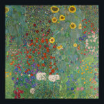 Vintage Farm Garden med solblommor, Gustav Klimt Poster<br><div class="desc">En gård i vintagen fantastisk med solblommor,  en dekorfärg,  rustik poster. Retro stil poster med en trädgård med solblommor på ljust grönt bakgrund.</div>