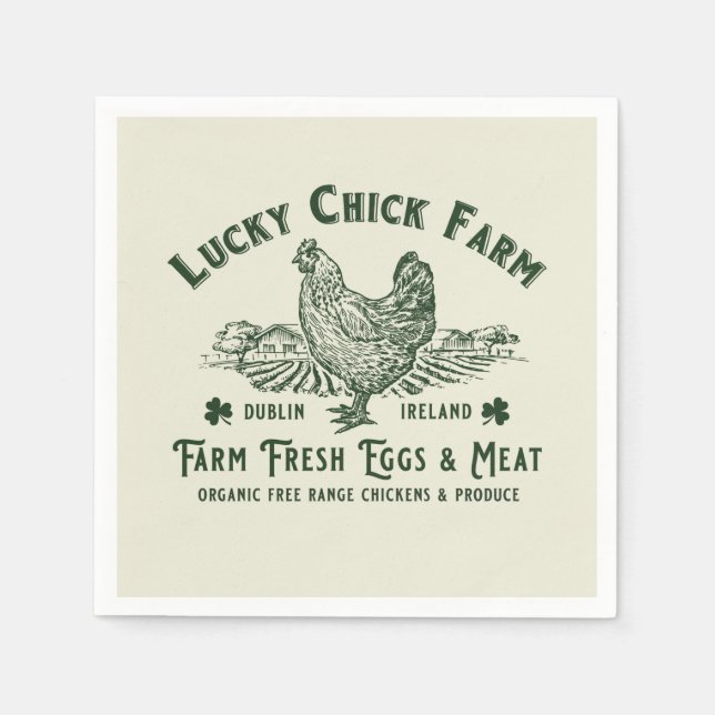 VINTAGE FARM HOUSE LUCKY CHICK FARM PAPPER PAPPERSSERVETT (Framsidan)