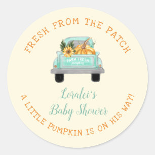 Vintage Farm Lastbil Pumpkin on Way Fall Baby Show Runt Klistermärke