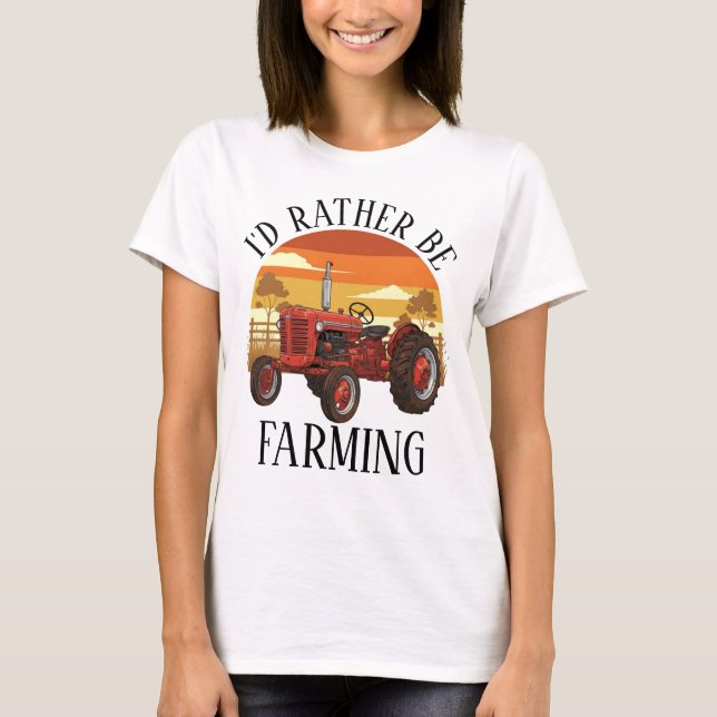Vintage Farm Life Tractor Sunset T-Shirt (Framsida)