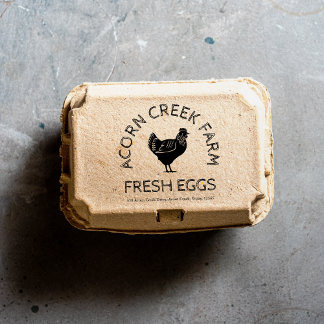 Vintage Farm Namn | Färsk äggkartong Frimärke Stämpel