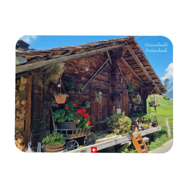Vintage Farm Shed in Gimmelwald, Schweiz Magnet (Horisontell)