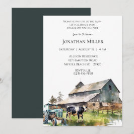 Vintage Farm Tractor Födelsedagsfest inbjudan