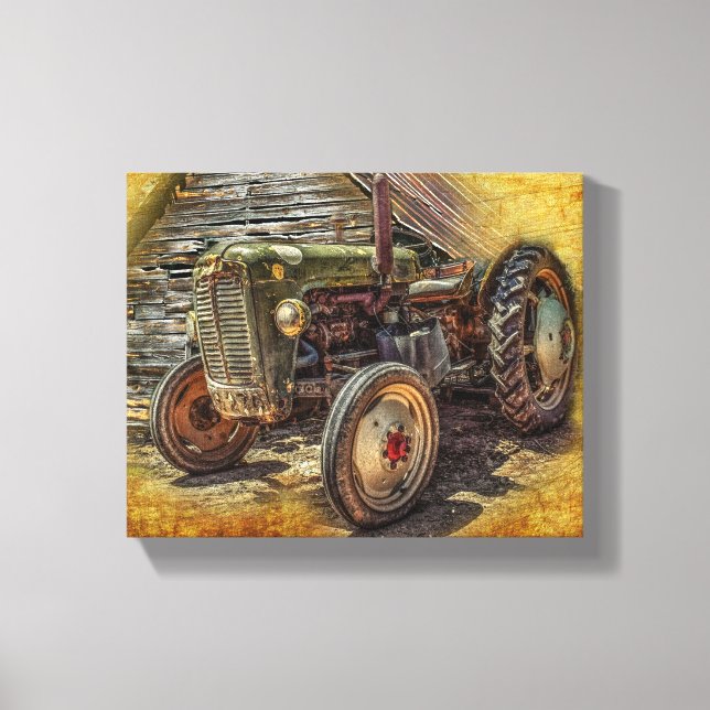 Vintage Farm Tractor Old Barn Shed Canvastryck (Framsida)