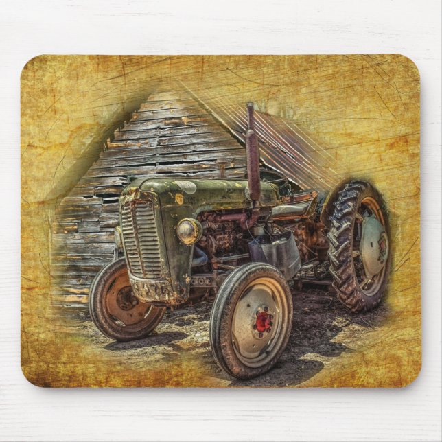 Vintage Farm Tractor Old Barn Shed Musmatta (Framsidan)