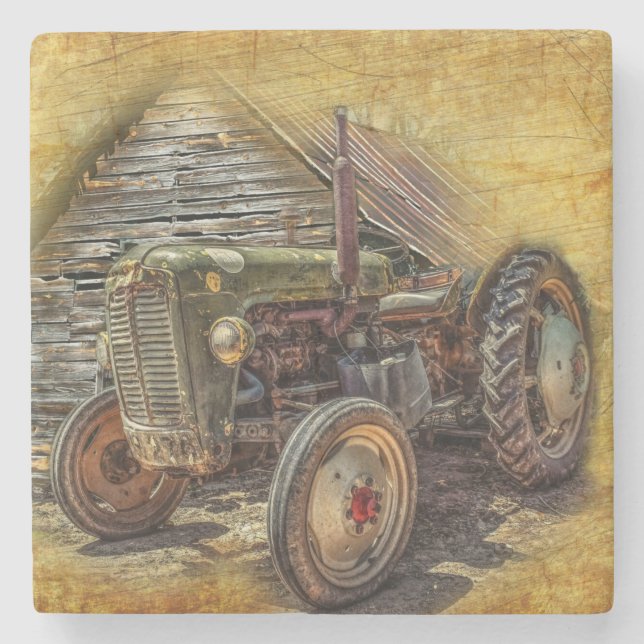 Vintage Farm Tractor Old Barn Shed Stenunderlägg (Framsidan)
