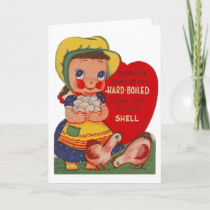 Vintage Farmer Girl Valentine Day Card Helgkort