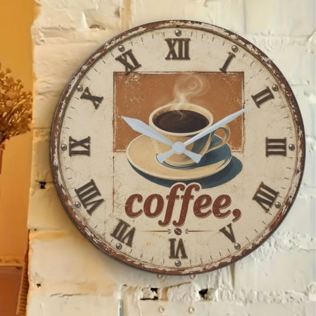Vintage Farmhouse Coffee Bar Stor Klocka (Skapare uppladdad)