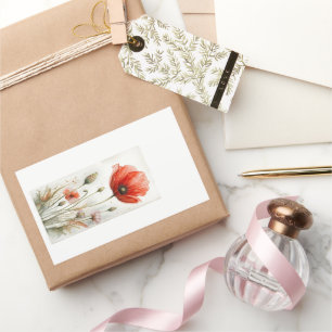 Vintage Farmhouse Decor Red Poppy Garden Flower Rektangulärt Klistermärke