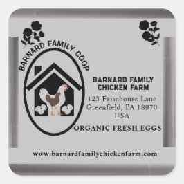 Vintage Farmhouse Organic Fresh Eggs Chicken Hen Fyrkantigt Klistermärke