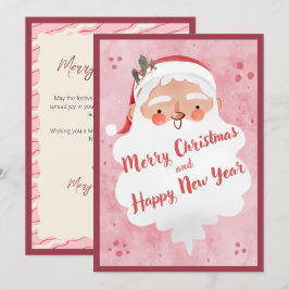 Vintage Farmhouse Pink Script Santa Clause  Julkort