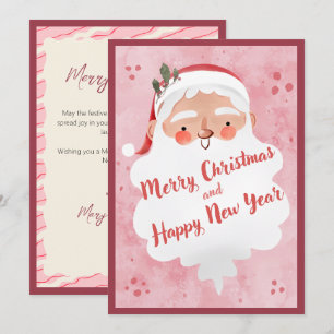 Vintage Farmhouse Rosa Script Santa Clause Julkort