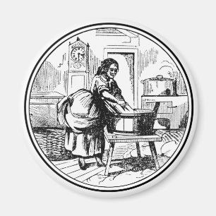 Vintage Farmhouse Tvätt Room Illustration White Magnet