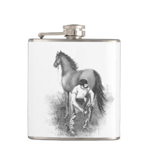 Vintage Farrier Horse Shoeing Black White Art Fickplunta