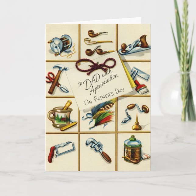 Vintage Fars dag-hälsningskort Kort (Framsida)