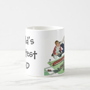 Vintage Fars dag, Pappa och son med Tåg Kaffemugg