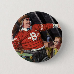 Vintage Fars dag, Sport Fotbollspappa och son Knapp