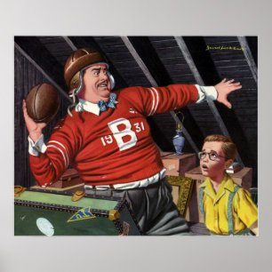 Vintage Fars dag, Sport Fotbollspappa och son Poster