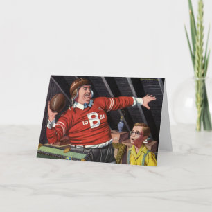 Vintage Fars dag, sportboll Pappa och son Kort