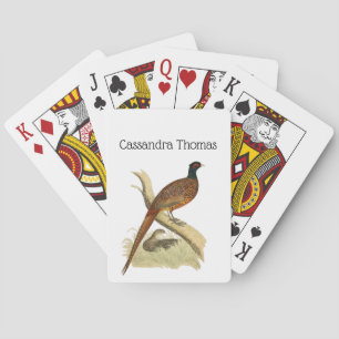 Vintage Fasan på Gren Jakt Fågel Teckning Färg Casinokort