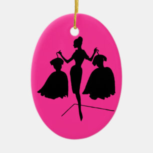 Vintage Fashiion Silhouette Julgransprydnad Keramik