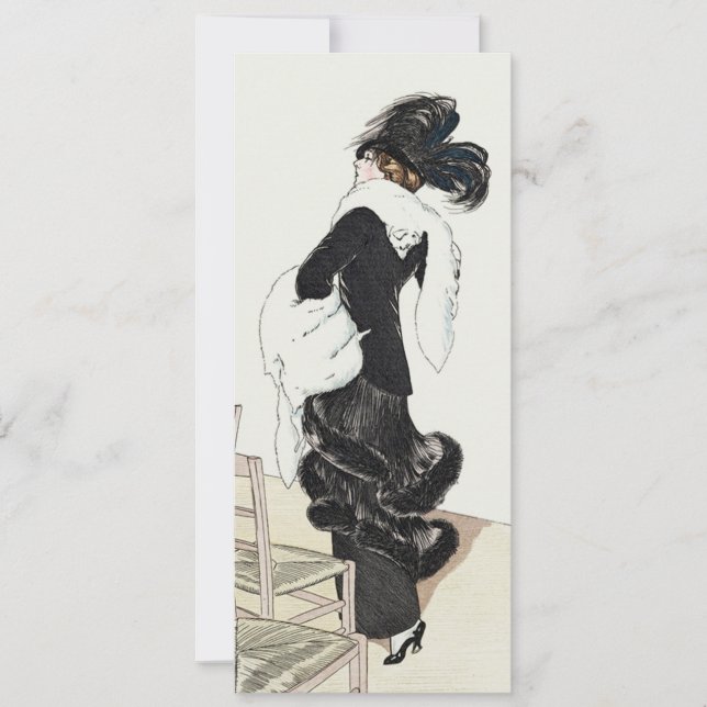 Vintage Fashion Lady, Haute Couture Födelsedagsfes Inbjudningar (Framsida)