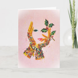 Vintage Fashionable Woman Holly "Tis the Season Tack Kort