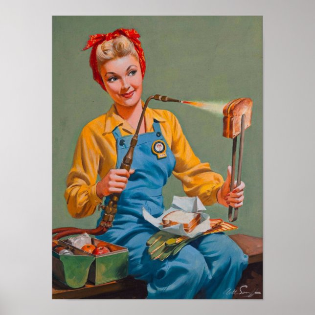 Vintage Fäst upp flickkonst poster (Framsidan)