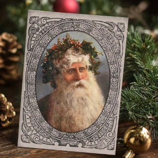 Vintage Father Christmas Portrait Julkort
