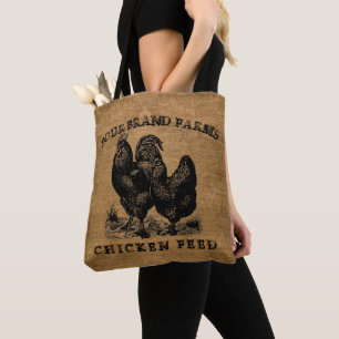 Vintage Faux Burlap Chicken Matar Sack-mall 2 Tygkasse