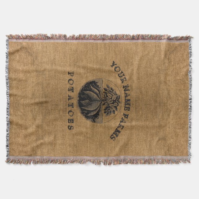 Vintage Faux Burlap Potato Sack-mall Filt (Framsidan)