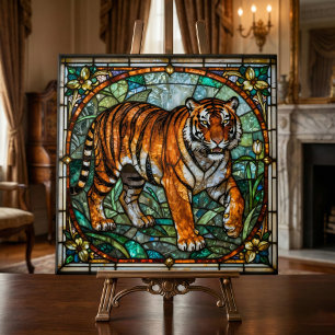 Vintage Faux Glasmosaik Tiger Djungel Kakelplatta