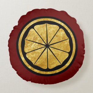 Vintage Faux Guld Japan Seishinkai Mon Vector Art Rund Kudde