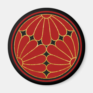 Vintage Faux Guld Kiku Chrysanthemum Mon Graphic Magnet
