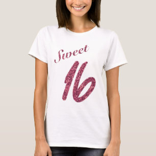 Vintage Faux Rosa Glitter Sweet 16 T Shirt