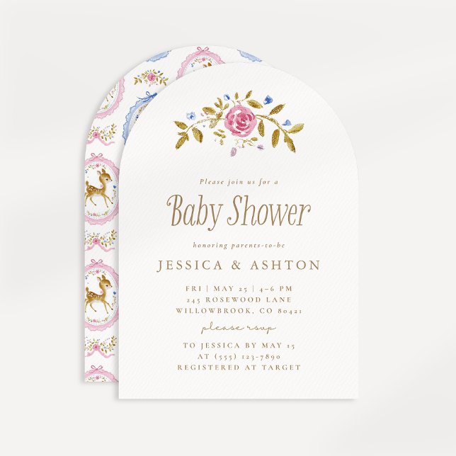 Vintage Fawn Baby Shower Inbjudan (Skapare uppladdad)
