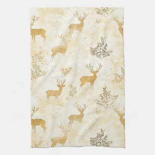 Vintage Fawn & Floral Skogsmarksmönster Kökshandduk