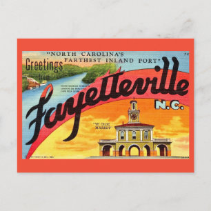 Vintage Fayetteville NC Hälsningar Vykort
