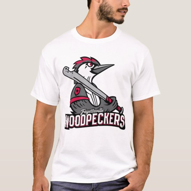 Vintage Fayetteville-Woodpeckers Logotyp T-Shirt (Framsida)