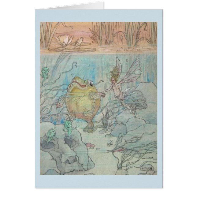 Vintage - fe- & fiskdans - hälsningskort (Framsidan)