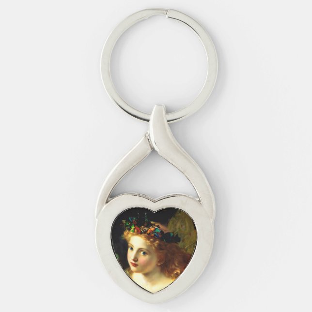 Vintage Fe Twisted Heart Silverfärgad Nyckelring (Framsidan)