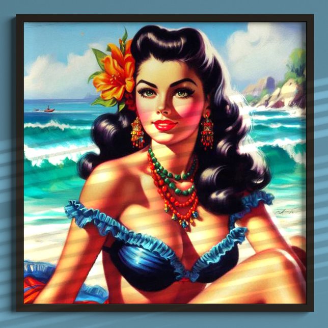 Vintage Feach Pin-up-målning Poster (Skapare uppladdad)