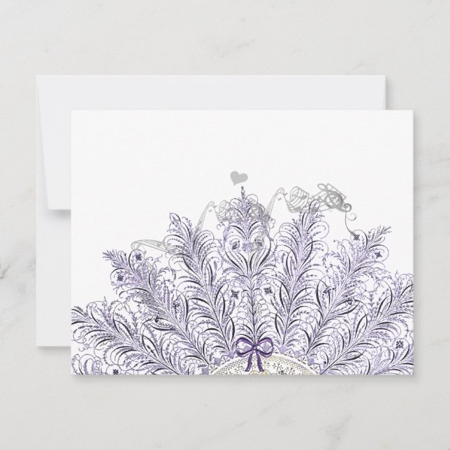 Vintage Feather Fläkt Love birds Bröllop OSA (Framsida)